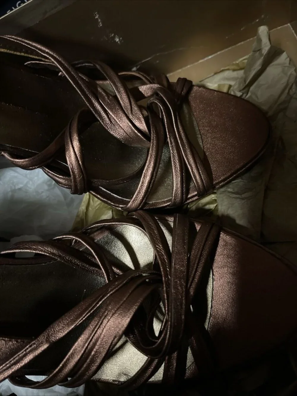 Steve Madden Luminus Wedge Sandals Copper Leather Size 9 - New in Box